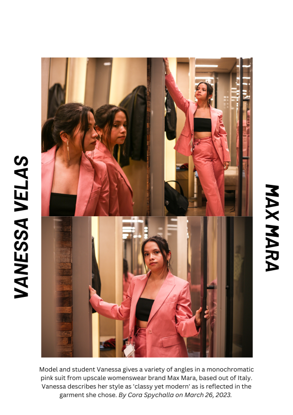 Collage of Vanessa Velas modeling Max and Mara.